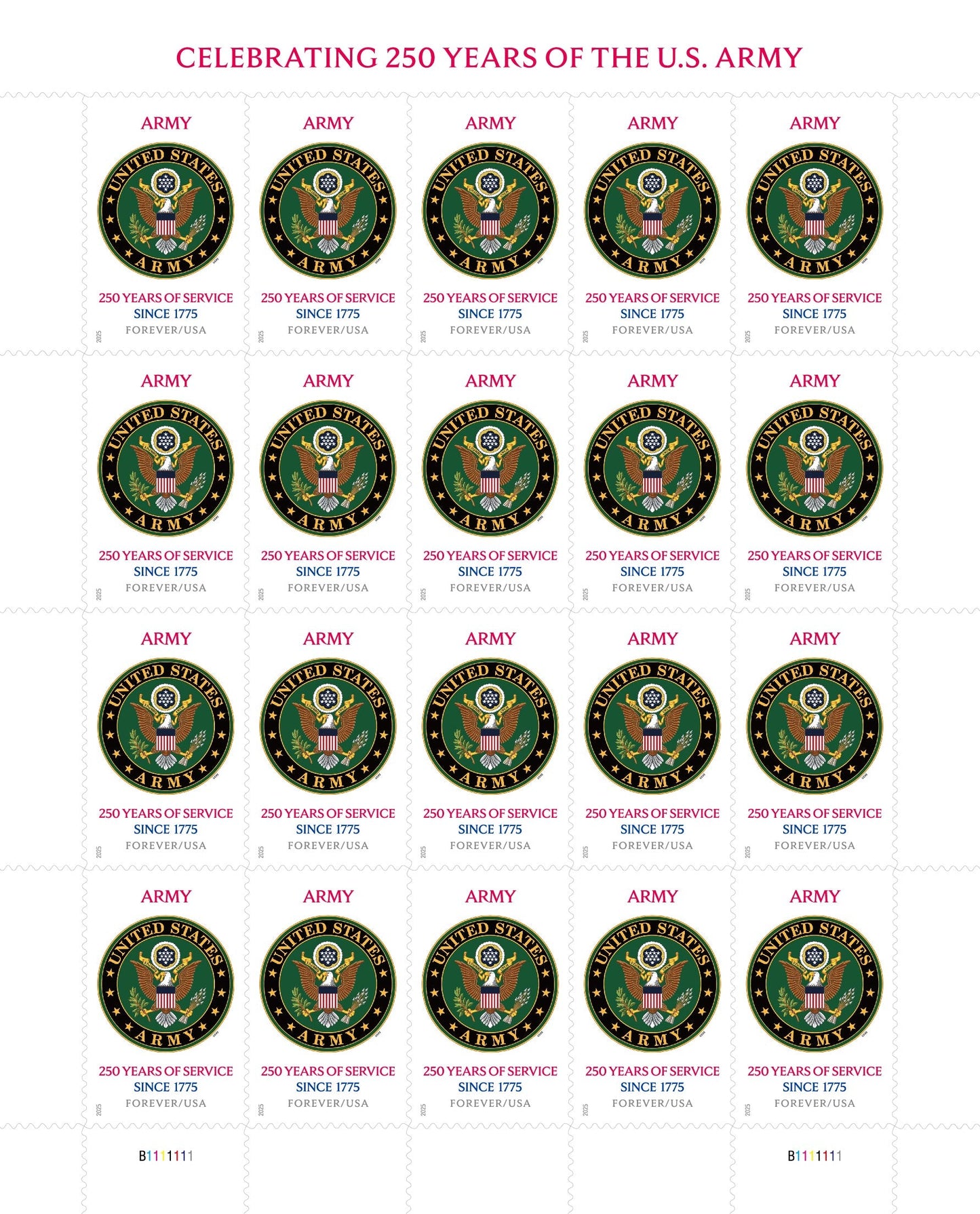 U.S. Army 250th First-Class Mail Forever Postage Stamps