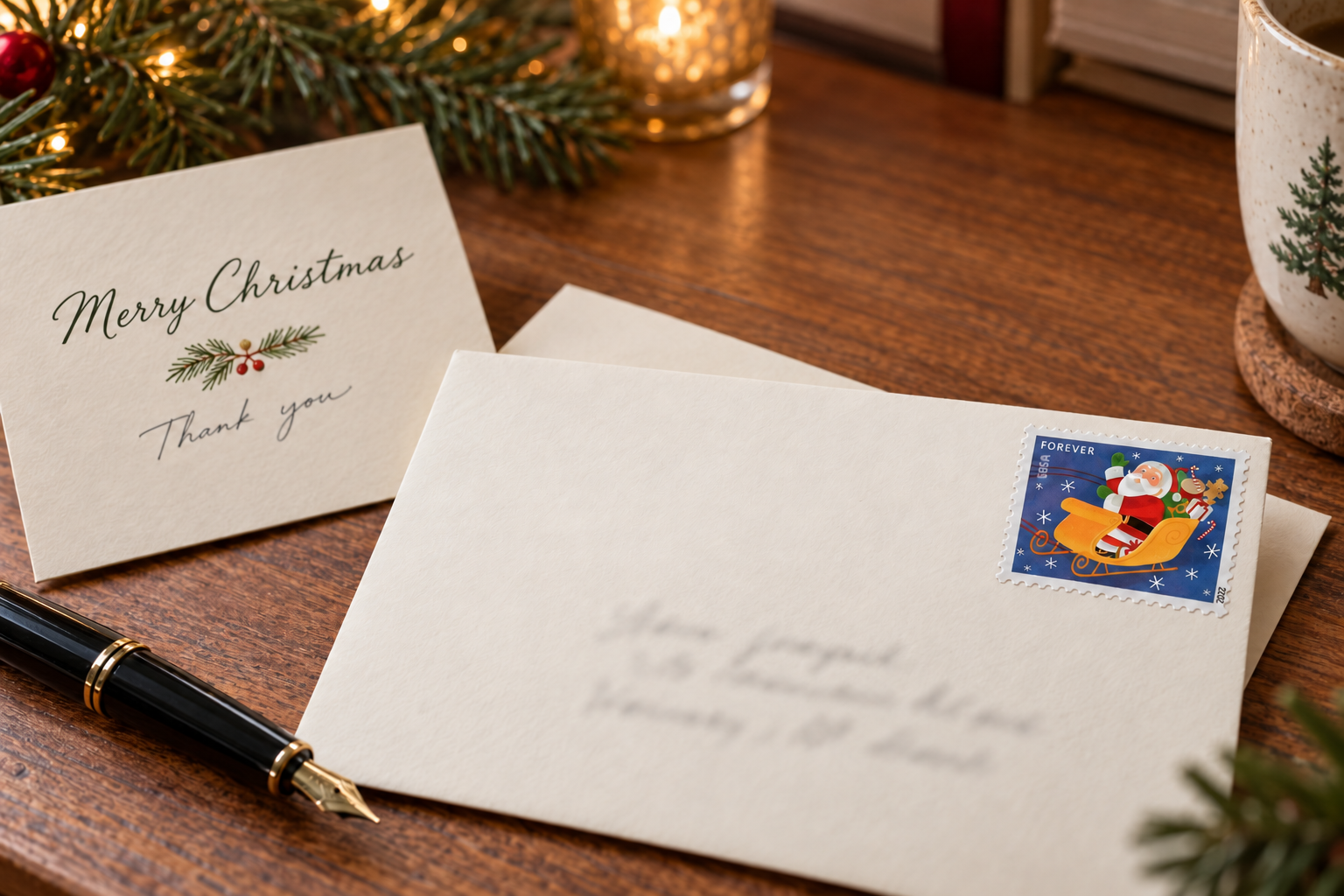 Santa Forever Stamps for Customer Christmas Cards