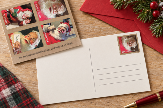  Santa stamp on a Christmas postcard
