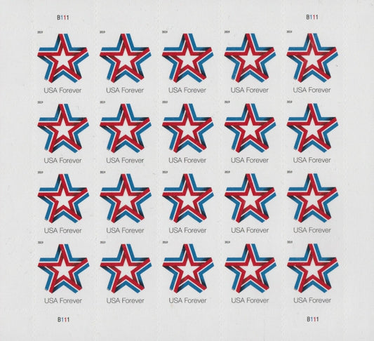 Star Ribbon Forever First Class Postage Stamps - Mailboxes of Flushing