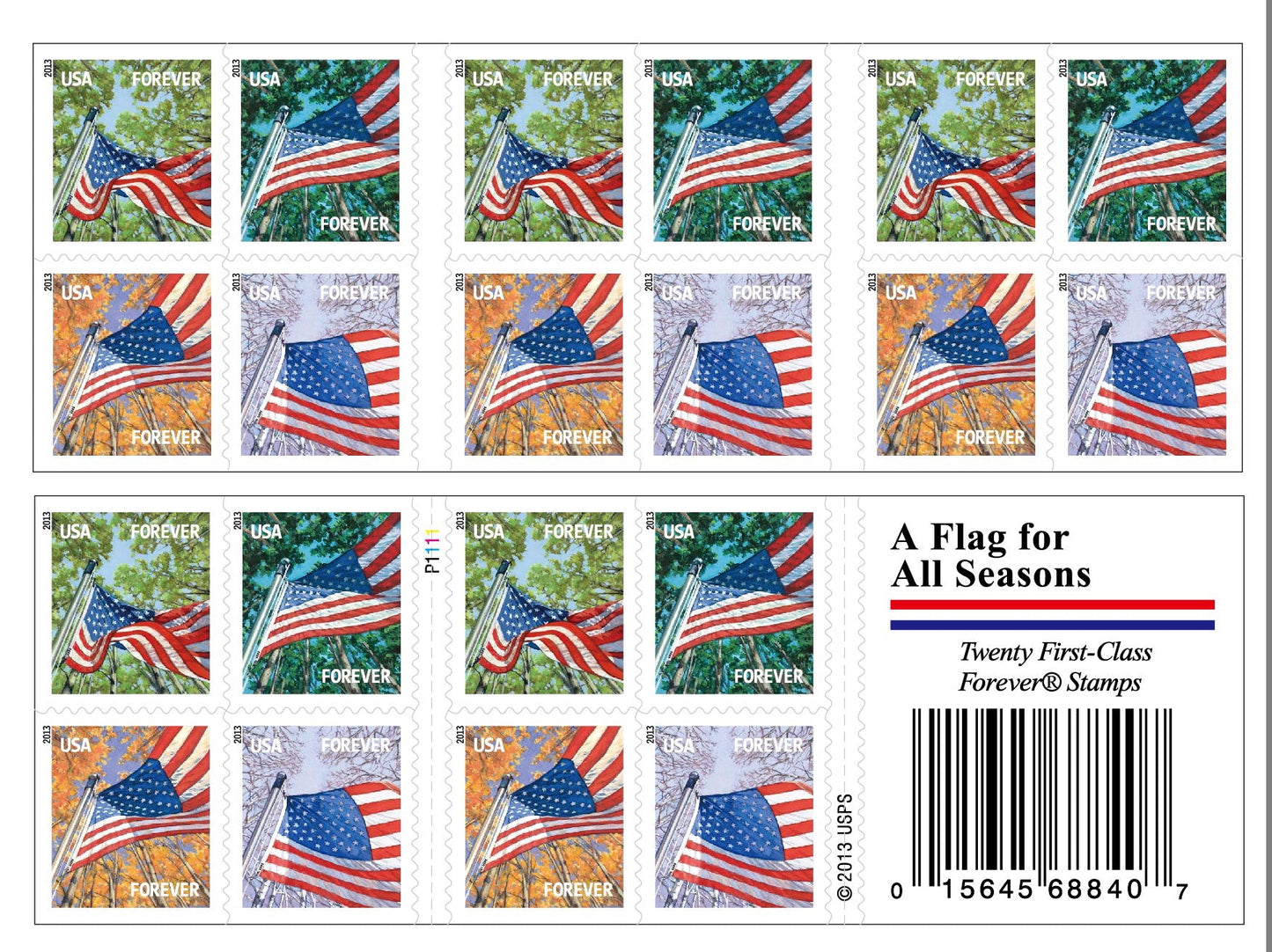 US All Season Flags Forever First Class Postage Stamps