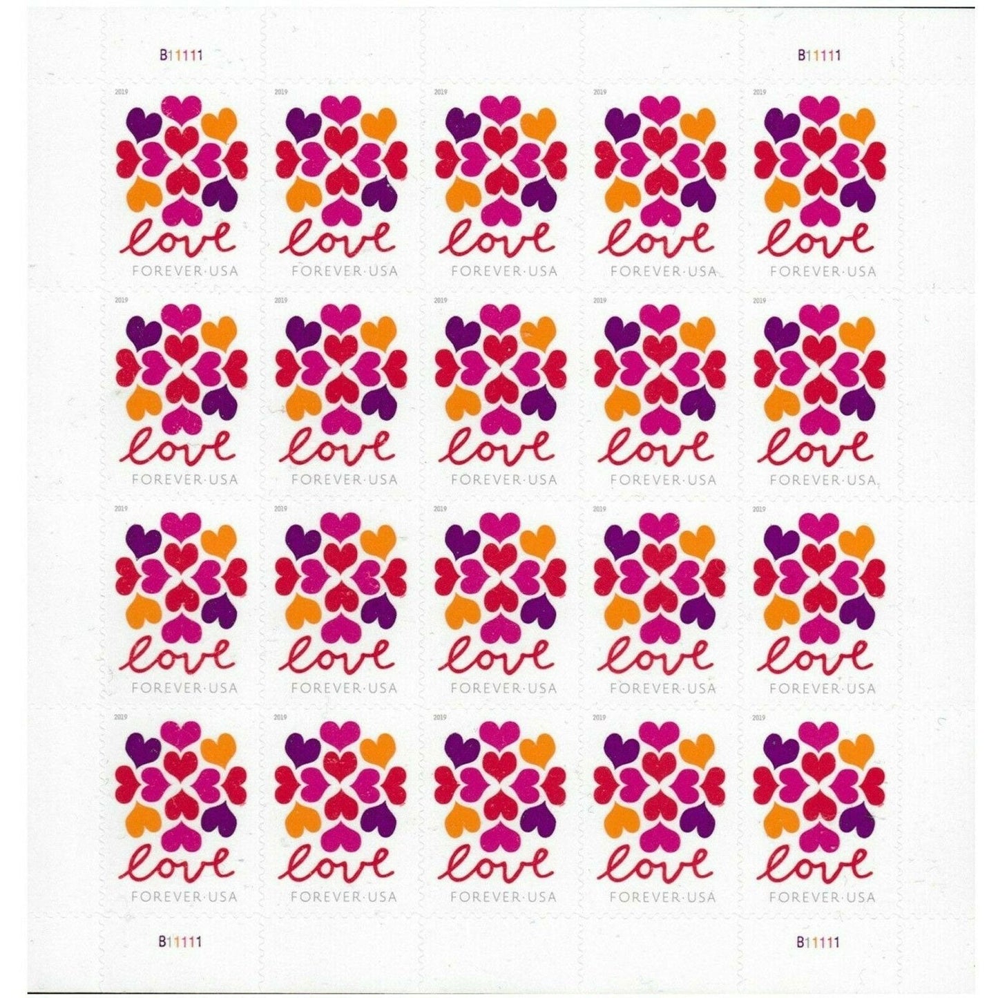 2019 Love Hearts Blossom Forever First Class Postage Stamps - Mailboxes of Flushing