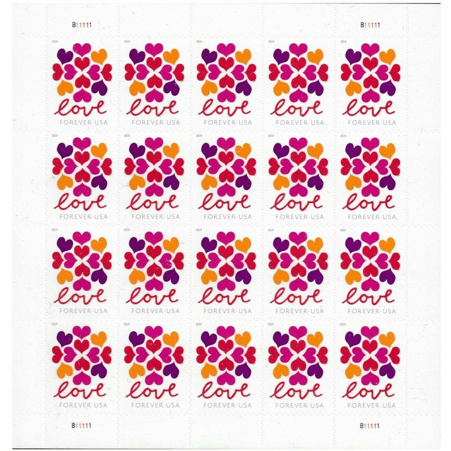 2019 Love Hearts Blossom Forever First Class Postage Stamps - Mailboxes of Flushing