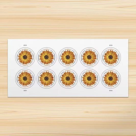 Global African Daisy International First Class Forever US Postage Stamps - Mailboxes of Flushing