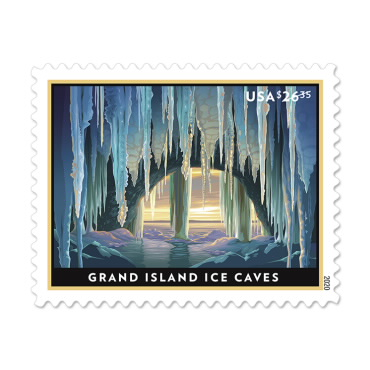 Grand Island Ice Cave Express Priority Stamps - Mailboxes of Flushing